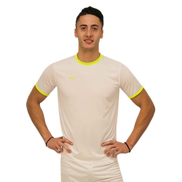 camiseta softee galaxy niño blanco amarillo fluor