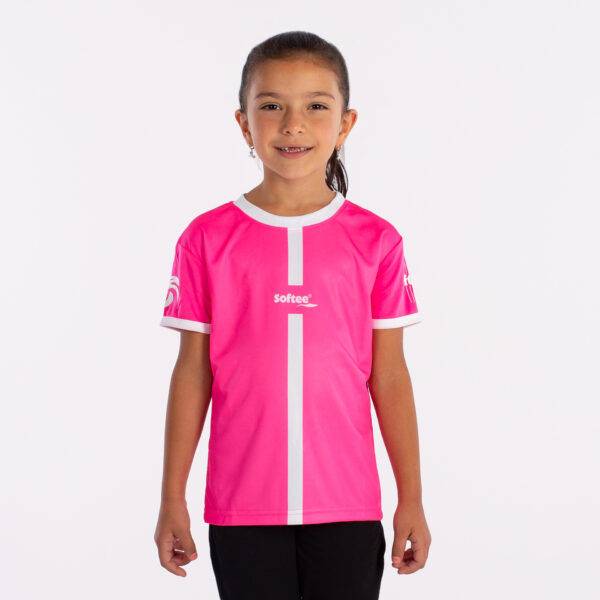camiseta softee tipex niña fucsia flúor blanco