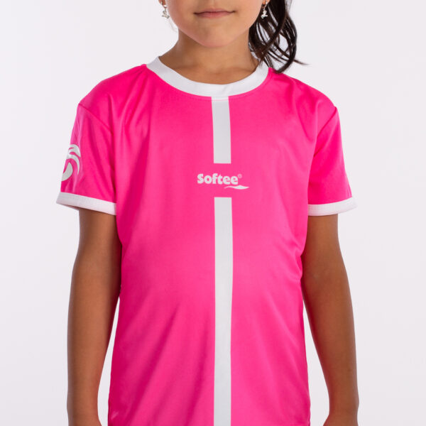 camiseta softee tipex niña fucsia flúor blanco 3